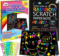 ZMLM Scratch Paper Art-Crafts Gift: 2 Pack Bulk Rainbow Magic Paper